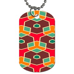 Distorted Shapes In Retro Colors			dog Tag (one Side) by LalyLauraFLM