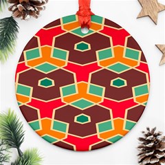 Distorted Shapes In Retro Colors			ornament (round) by LalyLauraFLM