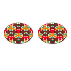 Distorted Shapes In Retro Colors			cufflinks (oval) by LalyLauraFLM