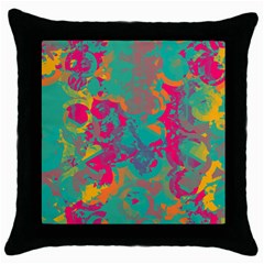 Fading Circles			throw Pillow Case (black) by LalyLauraFLM