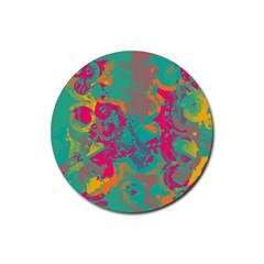 Fading Circles			rubber Round Coaster (4 Pack) by LalyLauraFLM