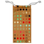 Squares on a brown background Jewelry Bag Front