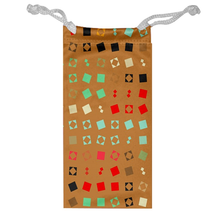 Squares on a brown background Jewelry Bag