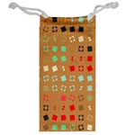 Squares on a brown background Jewelry Bag Back