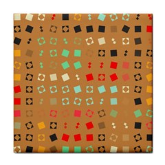 Squares On A Brown Background			tile Coaster by LalyLauraFLM