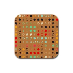 Squares On A Brown Background			rubber Square Coaster (4 Pack by LalyLauraFLM