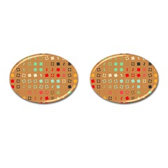 Squares On A Brown Background			cufflinks (oval) by LalyLauraFLM