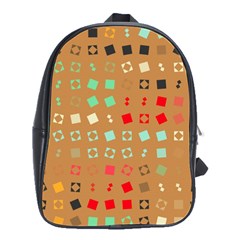 Squares On A Brown Background			school Bag (large) by LalyLauraFLM