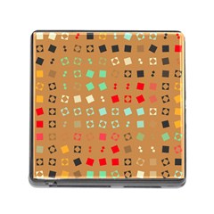 Squares On A Brown Background			memory Card Reader (square) by LalyLauraFLM