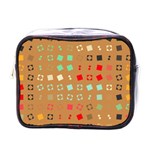 Squares on a brown background			Mini Toiletries Bag (One Side) Front