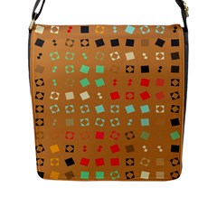 Squares On A Brown Background			flap Closure Messenger Bag (l) by LalyLauraFLM