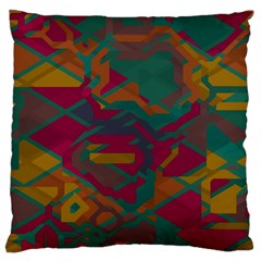 Geometric Shapes In Retro Colors 	large Flano Cushion Case (two Sides) by LalyLauraFLM