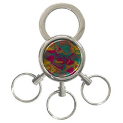 Geometric Shapes In Retro Colors			3-ring Key Chain by LalyLauraFLM