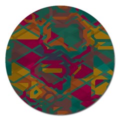 Geometric Shapes In Retro Colors			magnet 5  (round) by LalyLauraFLM