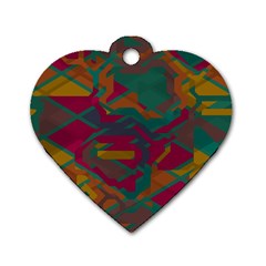 Geometric Shapes In Retro Colors			dog Tag Heart (one Side) by LalyLauraFLM