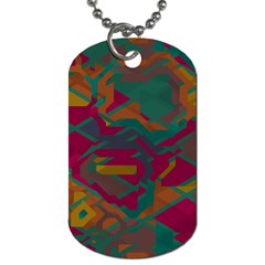 Geometric Shapes In Retro Colors			dog Tag (one Side) by LalyLauraFLM