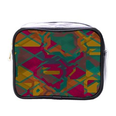 Geometric Shapes In Retro Colors			mini Toiletries Bag (one Side) by LalyLauraFLM