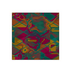 Geometric Shapes In Retro Colors Satin Bandana Scarf by LalyLauraFLM