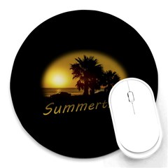 Sunset Scene At The Coast Of Montevideo Uruguay Round Mousepads by dflcprints