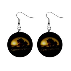 Sunset Scene At The Coast Of Montevideo Uruguay Mini Button Earrings by dflcprints