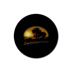 Sunset Scene At The Coast Of Montevideo Uruguay Rubber Round Coaster (4 Pack)  by dflcprints