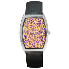 Purple And Orange Swirling Design Barrel Metal Watches