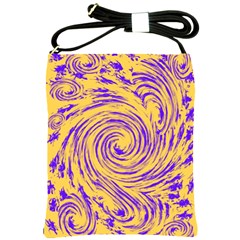 Purple And Orange Swirling Design Shoulder Sling Bags by JDDesigns