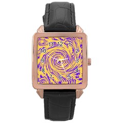 Purple And Orange Swirling Design Rose Gold Watches by JDDesigns