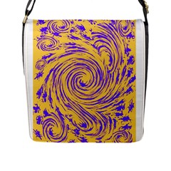 Purple And Orange Swirling Design Flap Messenger Bag (l)  by JDDesigns