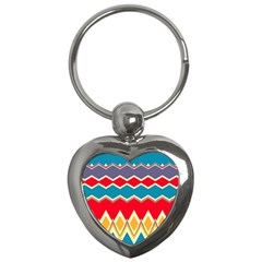 Chevrons And Rhombus			key Chain (heart) by LalyLauraFLM