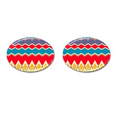 Chevrons And Rhombus			cufflinks (oval) by LalyLauraFLM