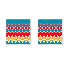 Chevrons And Rhombus			cufflinks (square) by LalyLauraFLM