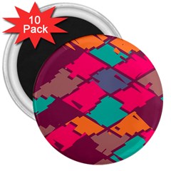 Pieces In Retro Colors			3  Magnet (10 Pack) by LalyLauraFLM