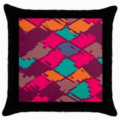 Pieces In Retro Colors			throw Pillow Case (black) by LalyLauraFLM