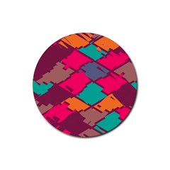 Pieces In Retro Colors			rubber Coaster (round) by LalyLauraFLM