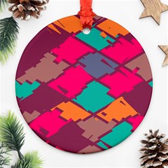 Pieces In Retro Colors			ornament (round) by LalyLauraFLM