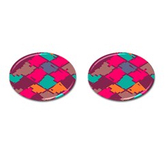 Pieces In Retro Colors			cufflinks (oval) by LalyLauraFLM