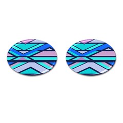 Angles And Stripes			cufflinks (oval) by LalyLauraFLM