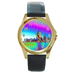 Chicago Colored Foil Effects Round Gold Metal Watches