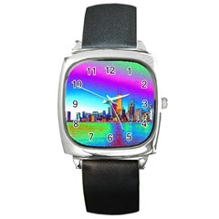 Chicago Colored Foil Effects Square Metal Watches