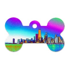 Chicago Colored Foil Effects Dog Tag Bone (one Side) by canvasngiftshop