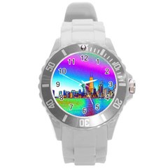 Chicago Colored Foil Effects Round Plastic Sport Watch (L)