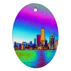 Chicago Colored Foil Effects Ornament (Oval) 