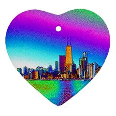 Chicago Colored Foil Effects Heart Ornament (2 Sides)