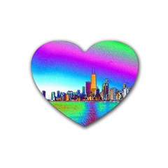 Chicago Colored Foil Effects Rubber Coaster (heart) 