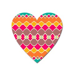 Symmetric Shapes In Retro Colors			magnet (heart) by LalyLauraFLM