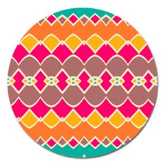 Symmetric Shapes In Retro Colors			magnet 5  (round) by LalyLauraFLM