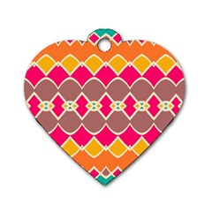 Symmetric Shapes In Retro Colors			dog Tag Heart (one Side) by LalyLauraFLM