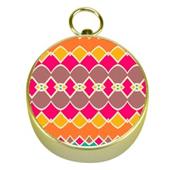 Symmetric Shapes In Retro Colors			gold Compass by LalyLauraFLM