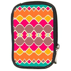 Symmetric Shapes In Retro Colors			compact Camera Leather Case by LalyLauraFLM